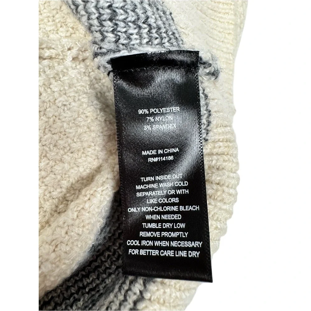 FRYE Cream Shawl Collar Cardigan with Black & Gray Fair Isle Inspired - Picture 8 of 9